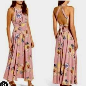 BP Backless Floral Dress in Pink and Yellow